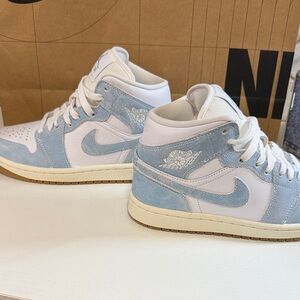 Jordan Light Blue denim and White High-Tops